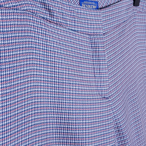 Pendleton Plaid Houndstooth Blue Wool Pants - Picture 5 of 16